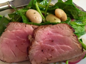 pork with beans and spinach